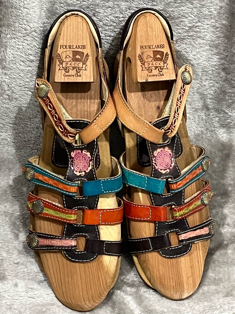 Multicolor Leather Strappy Sandals - Women